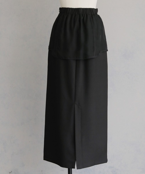 &g'aime(アンジェム)の「【&g'aime 】シアーレイヤードスカート Sheer Layered Skirt(スカート・レディース・ブラック/グレイッシュベージュ・FREE)」の9枚目の写真