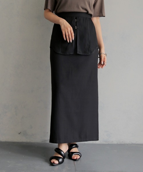 &g'aime(アンジェム)の「【&g'aime 】シアーレイヤードスカート Sheer Layered Skirt(スカート・レディース・ブラック/グレイッシュベージュ・FREE)」の11枚目の写真