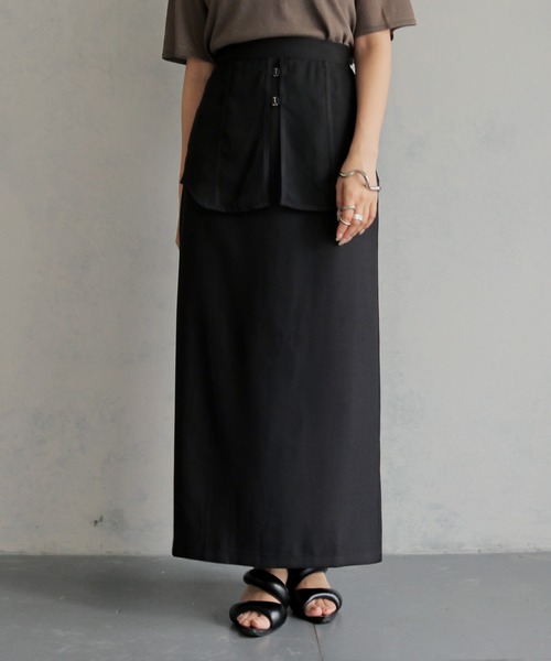 &g'aime(アンジェム)の「【&g'aime 】シアーレイヤードスカート Sheer Layered Skirt(スカート・レディース・ブラック/グレイッシュベージュ・FREE)」の12枚目の写真