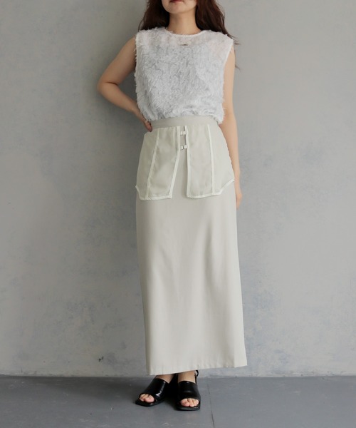&g'aime(アンジェム)の「【&g'aime 】シアーレイヤードスカート Sheer Layered Skirt(スカート・レディース・ブラック/グレイッシュベージュ・FREE)」の13枚目の写真
