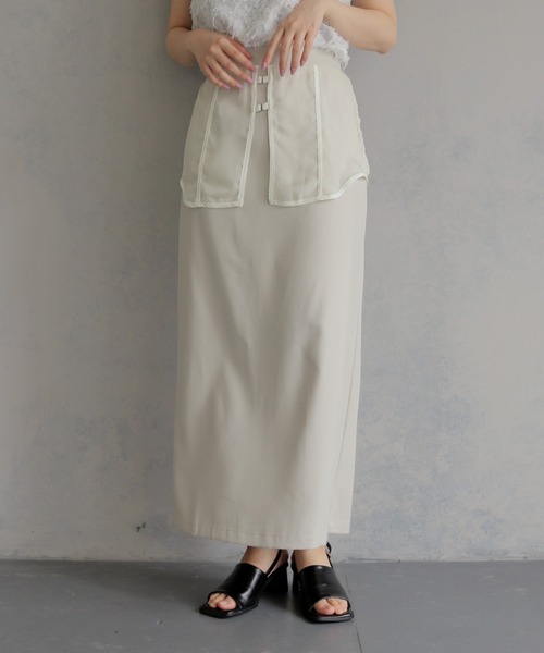 &g'aime(アンジェム)の「【&g'aime 】シアーレイヤードスカート Sheer Layered Skirt(スカート・レディース・ブラック/グレイッシュベージュ・FREE)」の14枚目の写真
