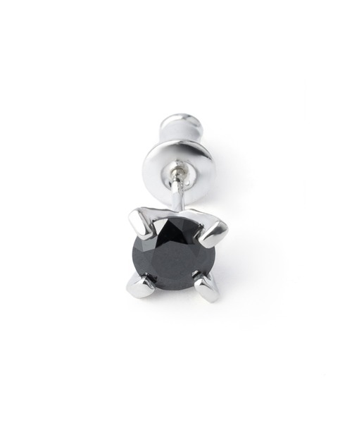 ブラックジルコニアピアス（M）/レディース/メンズ/26SS（ピアス（片耳