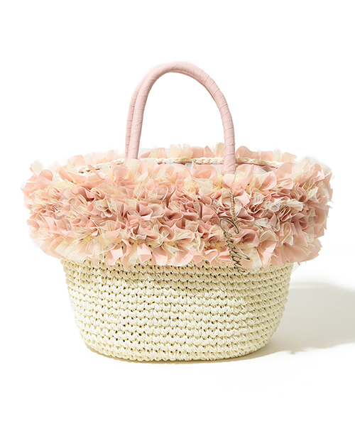 CAROLINA GLASER（カロリナ グレイサー）の「CAROLINA GLASER / フリルカゴバッグ（かごバッグ・レディース・ブラック/ピンク・ONE SIZE）」の10枚目の写真