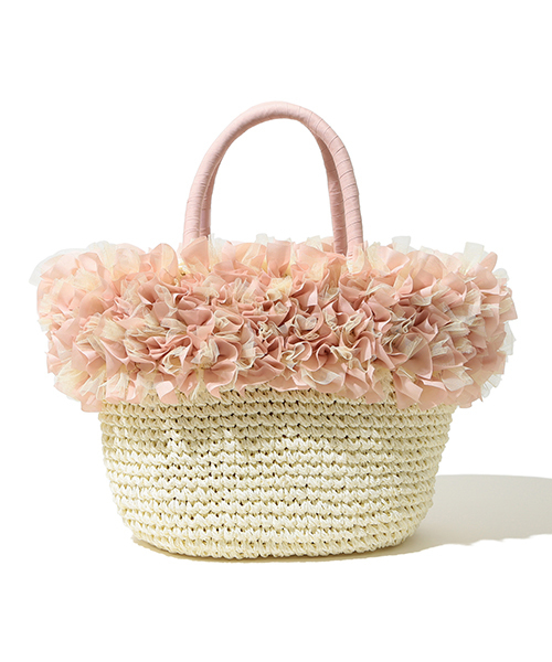 CAROLINA GLASER（カロリナ グレイサー）の「CAROLINA GLASER / フリルカゴバッグ（かごバッグ・レディース・ブラック/ピンク・ONE SIZE）」の13枚目の写真