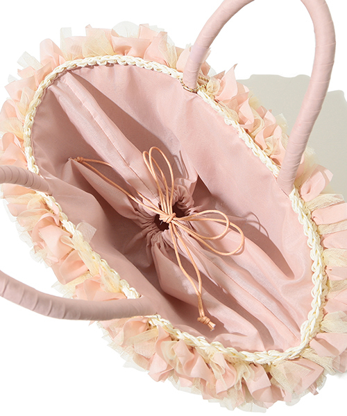 CAROLINA GLASER（カロリナ グレイサー）の「CAROLINA GLASER / フリルカゴバッグ（かごバッグ・レディース・ブラック/ピンク・ONE SIZE）」の4枚目の写真