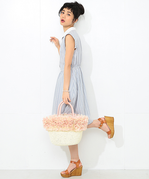 CAROLINA GLASER（カロリナ グレイサー）の「CAROLINA GLASER / フリルカゴバッグ（かごバッグ・レディース・ブラック/ピンク・ONE SIZE）」の7枚目の写真