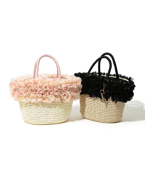 CAROLINA GLASER（カロリナ グレイサー）の「CAROLINA GLASER / フリルカゴバッグ（かごバッグ・レディース・ブラック/ピンク・ONE SIZE）」の8枚目の写真