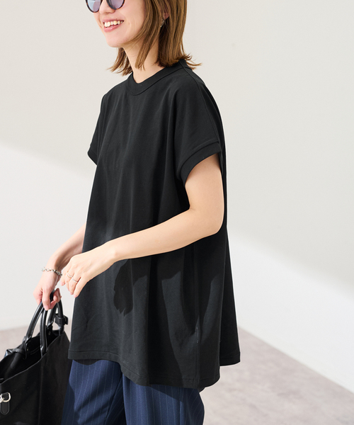 FRAMeWORK(フレームワーク)の「ATON/エイトン DRYCOTTON JERSEY OVERSIZED プルオーバー(Tシャツ/カットソー・レディース・ネイビー/ホワイト/ブラック・FREE)」の20枚目の写真