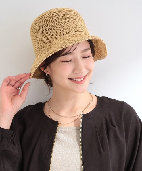 SHOO・LA・RUE(シューラルー)の「【吸水速乾/抗菌防臭】サイズ調節も可能 ペーパーミックスバケハ(ハット・レディース・ベージュ・00)」の9枚目の写真