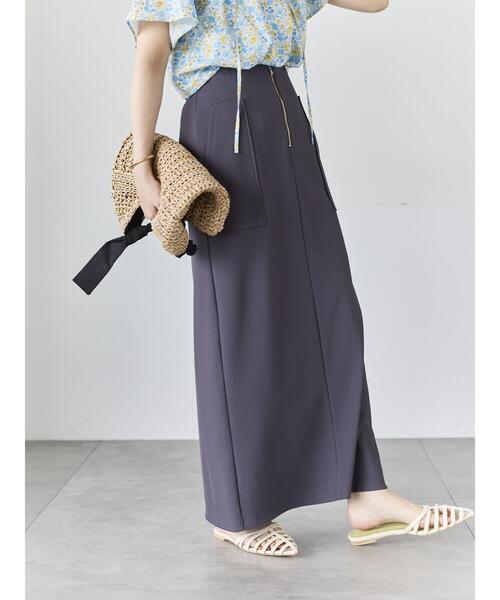 Te chichi（テチチ）の「フロントZIPトリコットタイトスカート（スカート・レディース・グリーン/ブラック/チャコールグレー・M/S）」の2枚目の写真