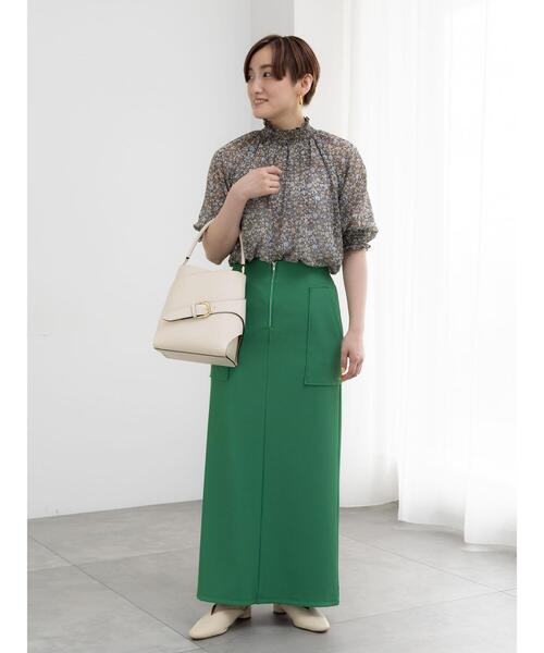 Te chichi（テチチ）の「フロントZIPトリコットタイトスカート（スカート・レディース・グリーン/ブラック/チャコールグレー・M/S）」の12枚目の写真