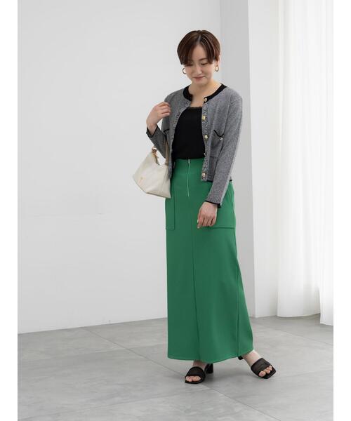 Te chichi（テチチ）の「フロントZIPトリコットタイトスカート（スカート・レディース・グリーン/ブラック/チャコールグレー・M/S）」の13枚目の写真