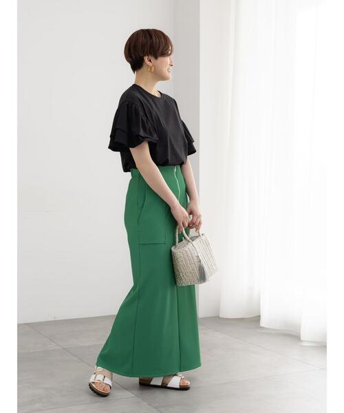 Te chichi（テチチ）の「フロントZIPトリコットタイトスカート（スカート・レディース・グリーン/ブラック/チャコールグレー・M/S）」の14枚目の写真