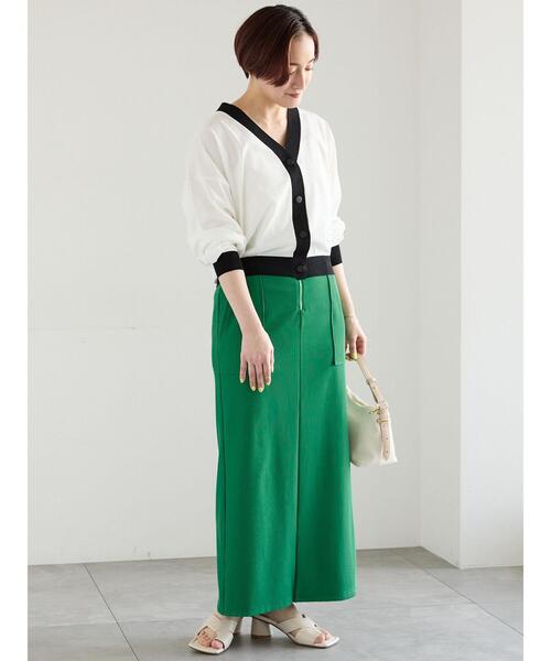 Te chichi（テチチ）の「フロントZIPトリコットタイトスカート（スカート・レディース・グリーン/ブラック/チャコールグレー・M/S）」の21枚目の写真