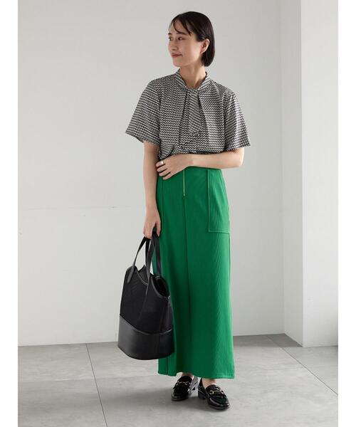 Te chichi（テチチ）の「フロントZIPトリコットタイトスカート（スカート・レディース・グリーン/ブラック/チャコールグレー・M/S）」の22枚目の写真