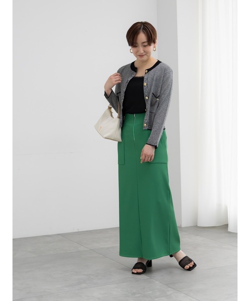 Te chichi（テチチ）の「フロントZIPトリコットタイトスカート（スカート・レディース・グリーン/ブラック/チャコールグレー・M/S）」の6枚目の写真