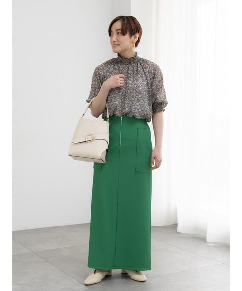 Te chichi（テチチ）の「フロントZIPトリコットタイトスカート（スカート・レディース・グリーン/ブラック/チャコールグレー・M/S）」の7枚目の写真