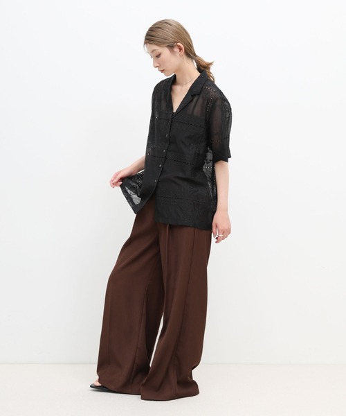 select MOCA(セレクトモカ)の「パッチワークエンブロイダリーハーフシャツジャケット【セットアップ可】(シャツ/ブラウス・レディース・ブラウン/オフホワイト/ブラック・FREE)」の11枚目の写真