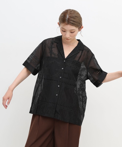select MOCA(セレクトモカ)の「パッチワークエンブロイダリーハーフシャツジャケット【セットアップ可】(シャツ/ブラウス・レディース・ブラウン/オフホワイト/ブラック・FREE)」の12枚目の写真