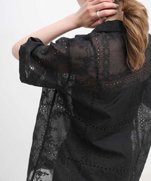 select MOCA(セレクトモカ)の「パッチワークエンブロイダリーハーフシャツジャケット【セットアップ可】(シャツ/ブラウス・レディース・ブラウン/オフホワイト/ブラック・FREE)」の14枚目の写真