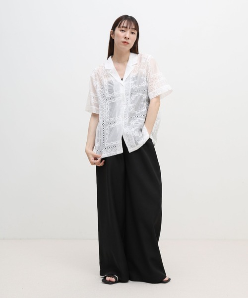 select MOCA(セレクトモカ)の「パッチワークエンブロイダリーハーフシャツジャケット【セットアップ可】(シャツ/ブラウス・レディース・ブラウン/オフホワイト/ブラック・FREE)」の5枚目の写真