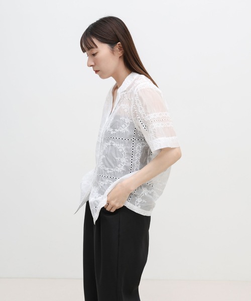 select MOCA(セレクトモカ)の「パッチワークエンブロイダリーハーフシャツジャケット【セットアップ可】(シャツ/ブラウス・レディース・ブラウン/オフホワイト/ブラック・FREE)」の21枚目の写真