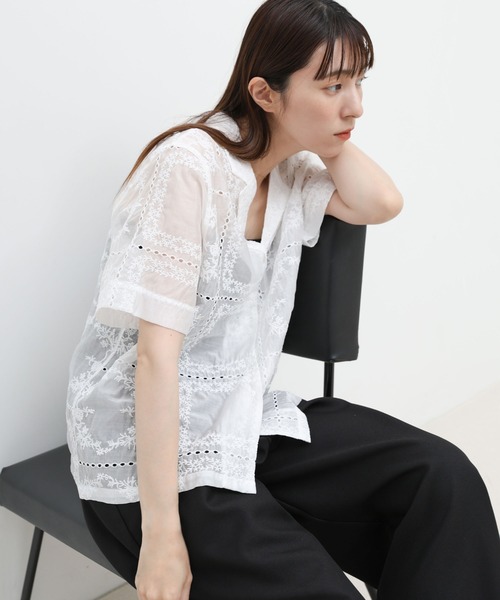 select MOCA(セレクトモカ)の「パッチワークエンブロイダリーハーフシャツジャケット【セットアップ可】(シャツ/ブラウス・レディース・ブラウン/オフホワイト/ブラック・FREE)」の20枚目の写真