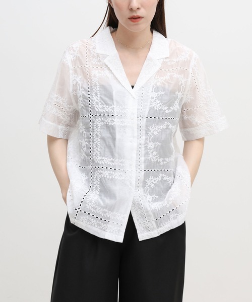 select MOCA(セレクトモカ)の「パッチワークエンブロイダリーハーフシャツジャケット【セットアップ可】(シャツ/ブラウス・レディース・ブラウン/オフホワイト/ブラック・FREE)」の17枚目の写真