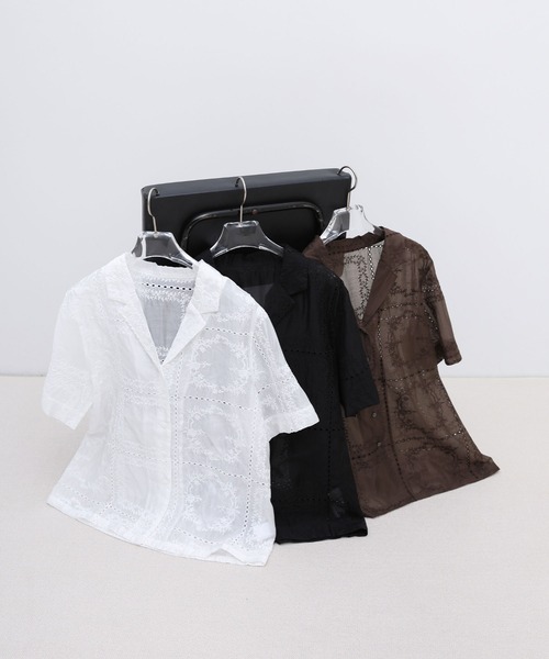 select MOCA(セレクトモカ)の「パッチワークエンブロイダリーハーフシャツジャケット【セットアップ可】(シャツ/ブラウス・レディース・ブラウン/オフホワイト/ブラック・FREE)」の16枚目の写真