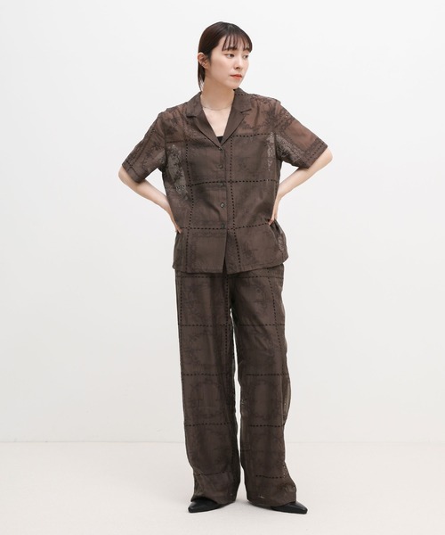 select MOCA(セレクトモカ)の「パッチワークエンブロイダリーハーフシャツジャケット【セットアップ可】(シャツ/ブラウス・レディース・ブラウン/オフホワイト/ブラック・FREE)」の6枚目の写真