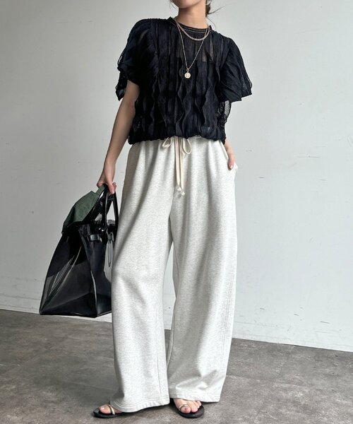 DouDou(ドゥドゥ)の「【WEB限定】縦レースフリルトップス(Tシャツ/カットソー・レディース・オフホワイト/ブラック・FREE)」の22枚目の写真