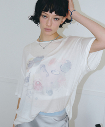 マリングラフィックシースルールーズフィットTシャツホワイトMDTS096WHITE