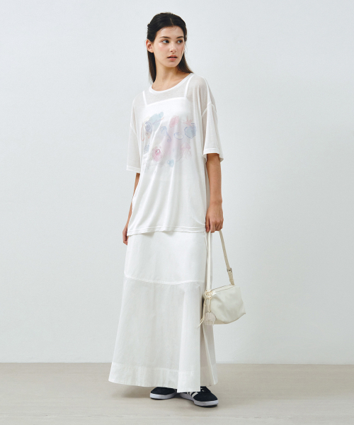 MONGDOL（モンドル）の「マリングラフィックシースルールーズフィットTシャツホワイトMDTS096WHITE（Tシャツ/カットソー・レディース・その他・F）」の5枚目の写真