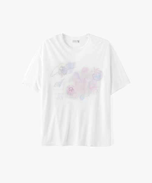 MONGDOL（モンドル）の「マリングラフィックシースルールーズフィットTシャツホワイトMDTS096WHITE（Tシャツ/カットソー・レディース・その他・F）」の6枚目の写真