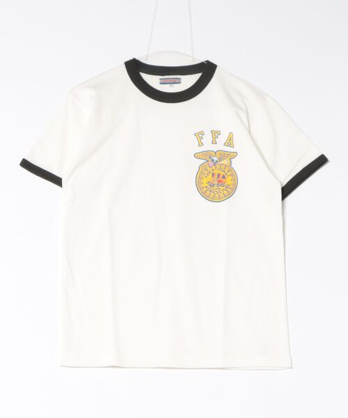 HOUSTON(ヒューストン)の「HOUSTON プリントリンガーTシャツ(FFA)(Tシャツ/カットソー・レディース・ホワイト系その他/グレー系その他/ホワイト系その他2・1)」の4枚目の写真
