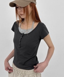 [MADE] ピエタホルターレイヤードヘンリーネック半袖Tシャツ