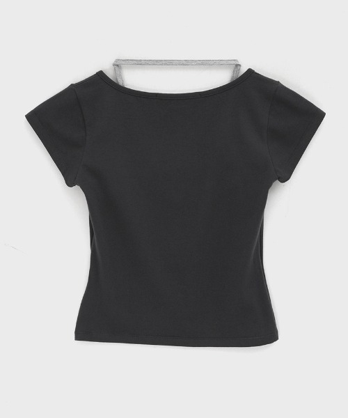 BLACKUP（ブラックアップ）の「[MADE] ピエタホルターレイヤードヘンリーネック半袖Tシャツ（Tシャツ/カットソー・レディース・ネイビー/チャコール・FREE）」の6枚目の写真