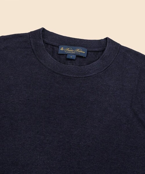 BROOKS BROTHERS(ブルックスブラザーズ)の「リネン クルーネック ショートスリーブ サマーセーター(ニット/セーター・メンズ・ネイビー/ホワイト×ネイビー・SMALL/X-LARGE/LARGE/MEDIUM)」の5枚目の写真