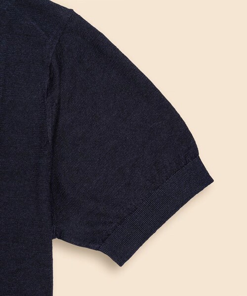 BROOKS BROTHERS(ブルックスブラザーズ)の「リネン クルーネック ショートスリーブ サマーセーター(ニット/セーター・メンズ・ネイビー/ホワイト×ネイビー・SMALL/X-LARGE/LARGE/MEDIUM)」の4枚目の写真