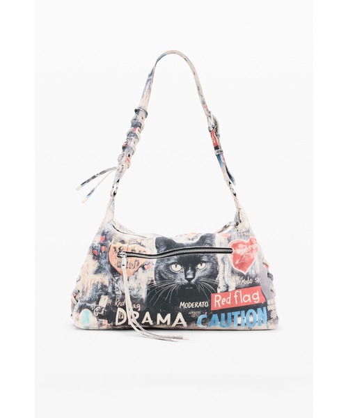 Desigual(デシグアル)の「【2026秋冬新作】 黒猫グラフィックプリントビッグショルダーバッグ(ショルダーバッグ・レディース・マルチ・FREE)」の1枚目の写真