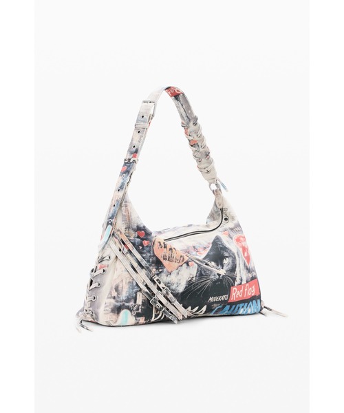 Desigual(デシグアル)の「【2026秋冬新作】 黒猫グラフィックプリントビッグショルダーバッグ(ショルダーバッグ・レディース・マルチ・FREE)」の2枚目の写真