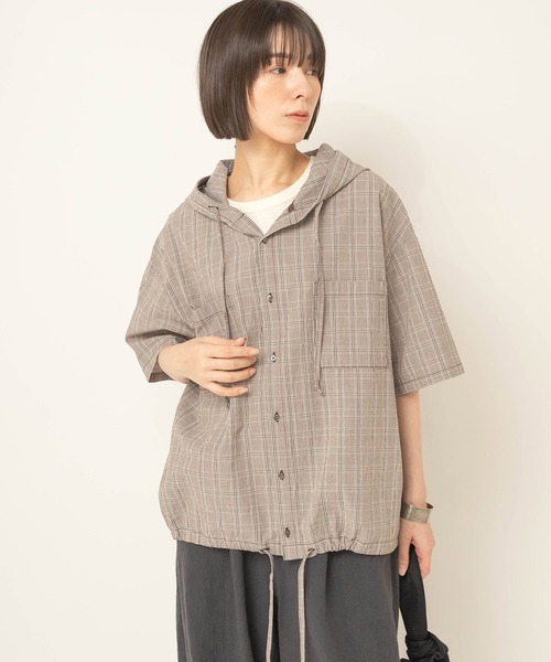 RNA-N(アールエヌエーエヌ)の「B2971 ワッシャーチェックフーディーシャツ(シャツ/ブラウス・レディース・ネイビー/ダークブラウン/オレンジ・FREE)」の12枚目の写真