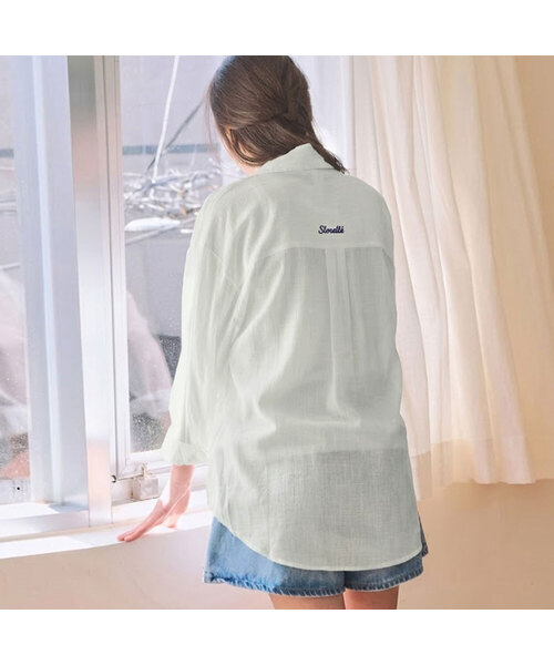 SLOWLOLLI(スローローリ)の「Sheer back logo shirt_3 Colors(シャツ/ブラウス・レディース・レモンイエロー/ミント/アイボリー・FREE)」の2枚目の写真