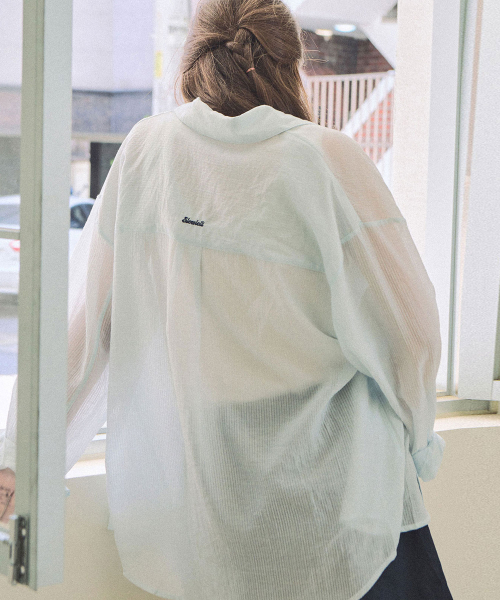 SLOWLOLLI(スローローリ)の「Sheer back logo shirt_3 Colors(シャツ/ブラウス・レディース・レモンイエロー/ミント/アイボリー・FREE)」の9枚目の写真