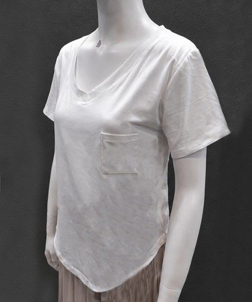 Songe(ソンジュ)の「Vネックルーズシルエット半袖Tシャツ(Tシャツ/カットソー・レディース・ブラック/ホワイト/グレー・L/LL/M)」の18枚目の写真
