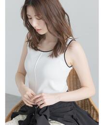 Te chichi | 【接触冷感/マシンウォッシャブル】バイカラー2WAYニットタンクトップ(タンクトップ)