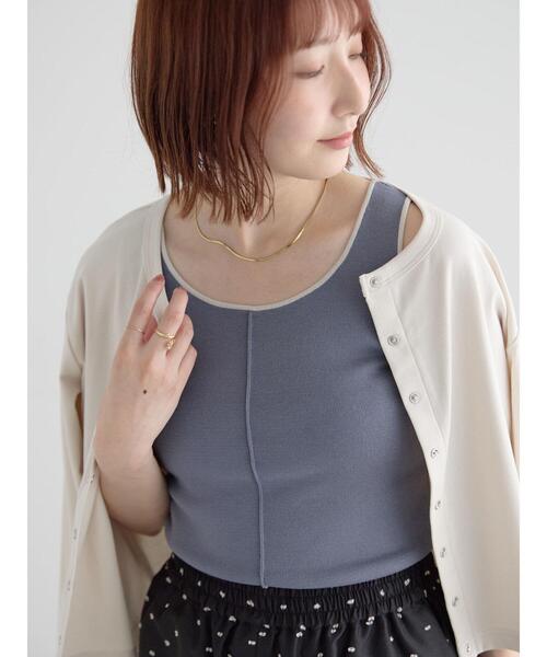 Te chichi(テチチ)の「【接触冷感/マシンウォッシャブル】バイカラー2WAYニットタンクトップ(タンクトップ・レディース・チャコールグレー/ブラック/オフホワイト・F)」の8枚目の写真