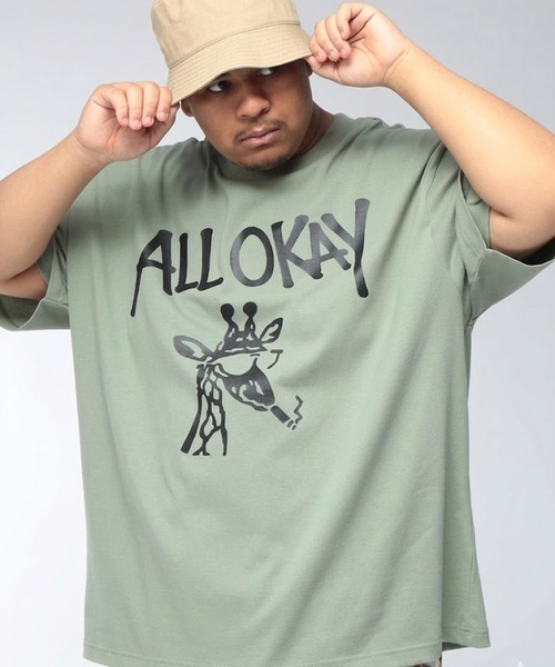 SAKAZEN(サカゼン)の「【WEB限定価格】Tシャツ 半袖 メンズ 大きいサイズ ロゴ キリン プリント クルーネック トップスカジュアル 春 夏(Tシャツ/カットソー・メンズ・ブラウン/カーキ/ホワイト/ブラック・3XL/X(2L)/2XL)」の4枚目の写真