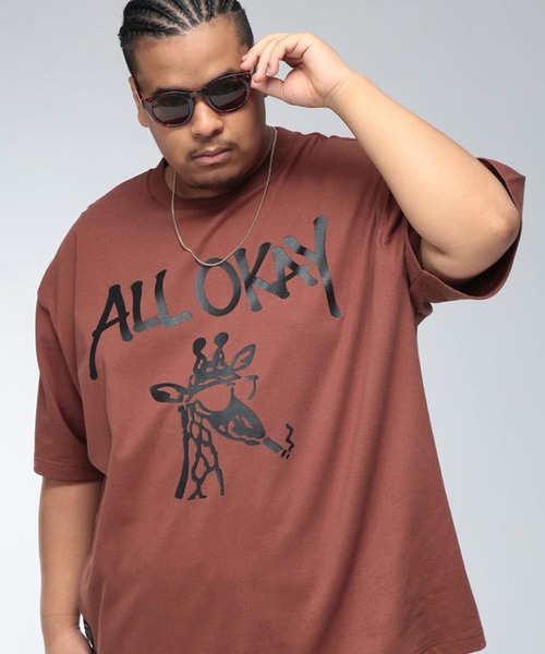 SAKAZEN(サカゼン)の「【WEB限定価格】Tシャツ 半袖 メンズ 大きいサイズ ロゴ キリン プリント クルーネック トップスカジュアル 春 夏(Tシャツ/カットソー・メンズ・ブラウン/カーキ/ホワイト/ブラック・3XL/X(2L)/2XL)」の7枚目の写真
