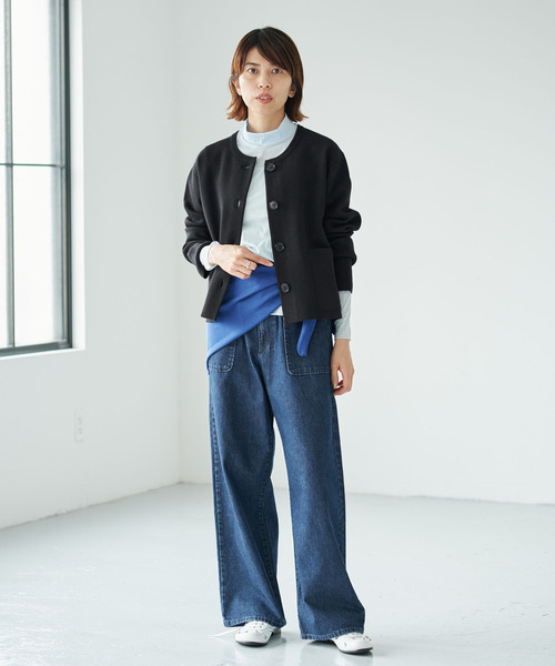 IENA(イエナ)の「《/手洗い可》スーパーファインスムースクルーカーディガン(カーディガン/ボレロ・レディース・チャコールグレー/ベージュ/ブラック/ピンク系その他・FREE)」の5枚目の写真